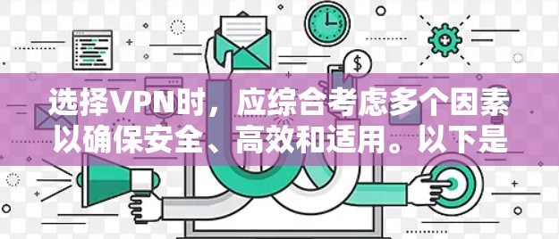 选择VPN时，应综合考虑多个因素以确保安全、高效和适用。以下是一步步的推荐和建议